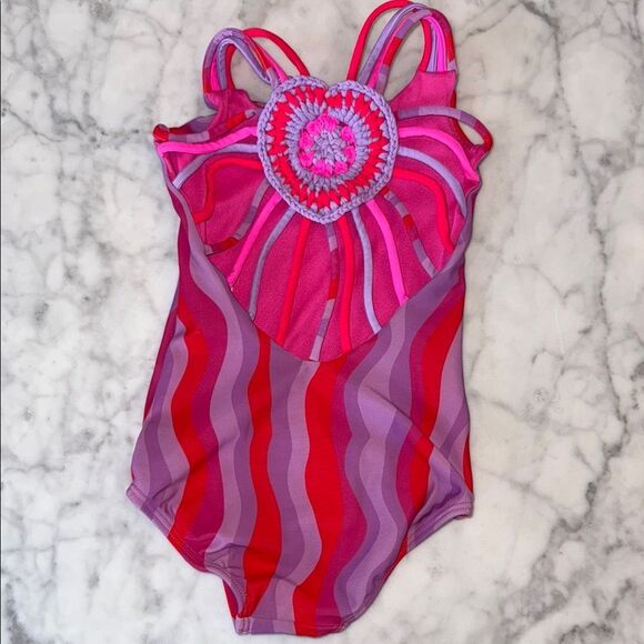 Peixoto Pink & Purple Striped Swimsuit 2Y - Picture 1 of 6